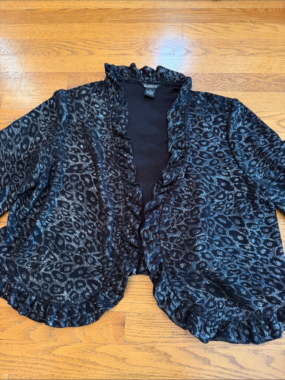 Glamour Women's Ruffled Open Front Top 2XL Stretchy